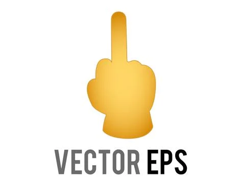 Vector gradient yellow middle finger icon, used in rude or insulting gesture Stock Illustration