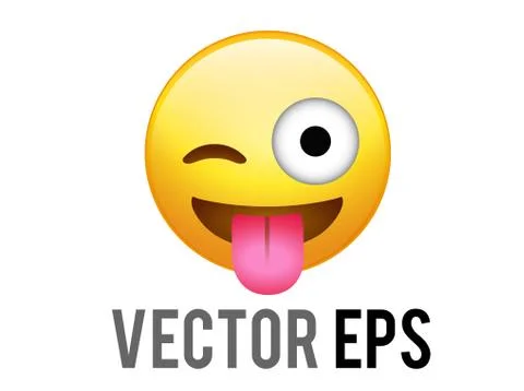 Vector gradient yellow smiley face with tongue and closing one eye icon. Stock Illustration
