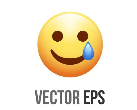 Vector gradient yellow smiley face icon with blue tear icon Stock Illustration