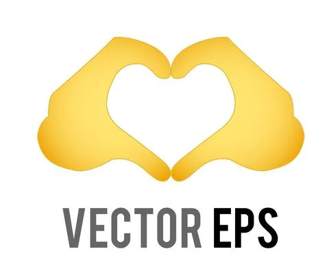 Vector gradient yellow two hands forming heart shape icon. Used to express lo 스톡 일러스트