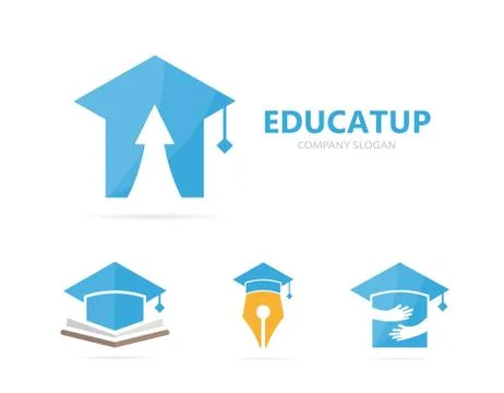 Vector of graduate hat and arrow up logo combination. Study and growth symbol or イラスト素材