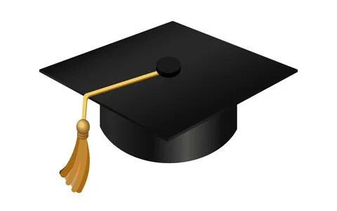 Vector Graduation cap isolated on white background. View is isometric. Icon. Vec Stock Illustration