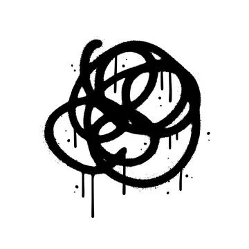 Vector graffiti abstract round scribble. Moody hand drawing texture, 90s street Stockillustratie
