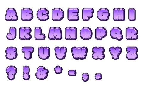 Vector graffiti alphabet set with vibrant, editable letters in funky, glossy  Stock Illustration