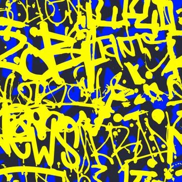 Vector graffiti seamless pattern with abstract colorful bright t Stock Illustration