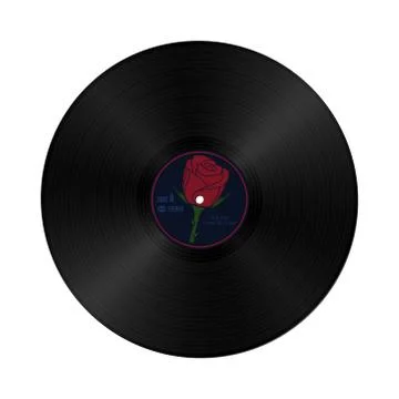 Vector gramophone vynil record in retro style with yellow label. Vintage audi Stock Illustration