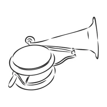 Vector gramophone on a white background. Gramophone sign, gramophone logo, gr Stock Illustration