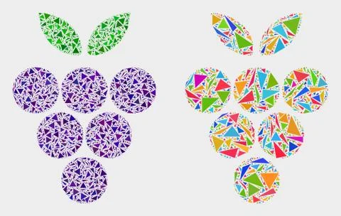 Vector Grape Berry Mosaic Icon of Triangle Elements Stock Illustration
