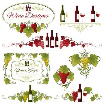 Vector Grapes and Wine Design Stock-Illustration