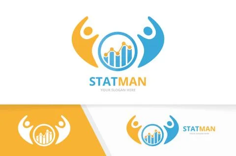 Vector graph and people logo combination. Diagram and family symbol or icon Illustrazione stock