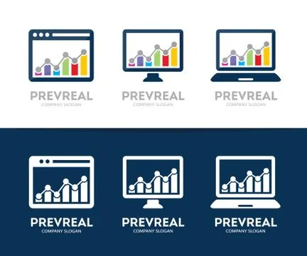 Vector graph and phone logo combination. Chart and mobile symbol or icon. Unique Stock Illustration