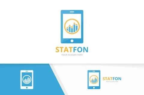 Vector graph and phone logo combination. Diagram and mobile symbol or icon 스톡 일러스트