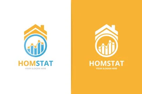 Vector graph and real estate logo combination. Diagram and house symbol or icon Stock Illustration