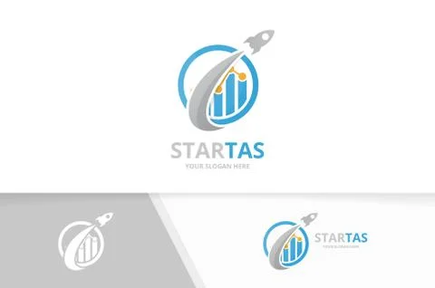 Vector graph and rocket logo combination. Diagram and airplane symbol or icon 스톡 일러스트