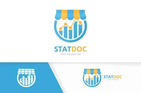 Vector graph and shop logo combination. Diagram and sale symbol or icon. Unique Illustrazione stock