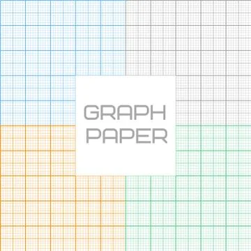 Vector graph millimeter paper seamless pattern set Stockillustratie