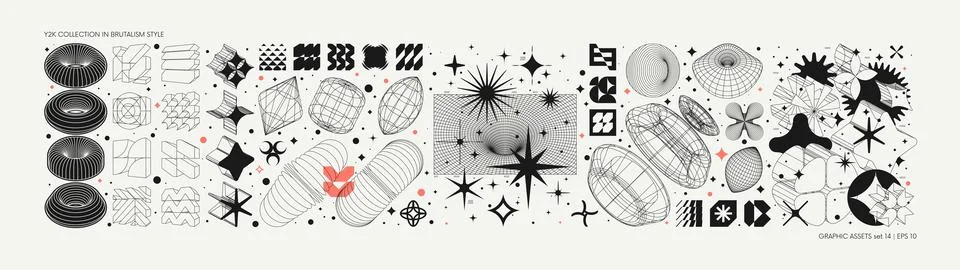 Vector graphic assets set in acid style, retro futuristic background with w.. Stock Illustration