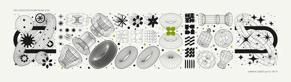 Vector graphic assets set in acid style, retro futuristic background with w.. Stock Illustration