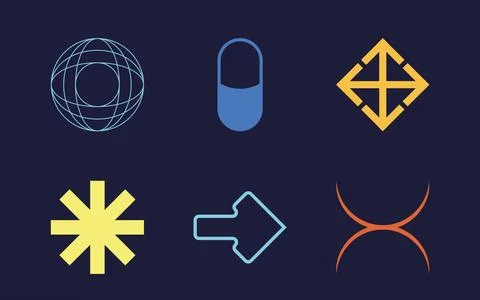 Vector Graphic Assets Set. Big collection of abstract graphic geometric symbols Stock Illustration
