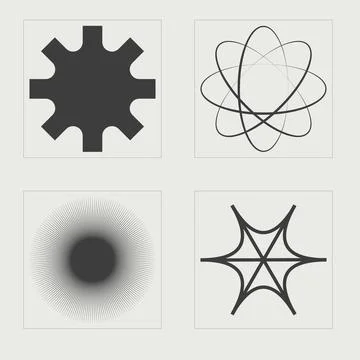 Vector Graphic Assets Set. Big collection of abstract graphic geometric symbols Stock Illustration