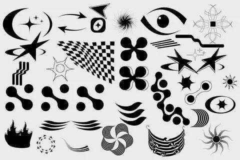 Vector Graphic Assets Set. Bold modern Shapes for Posters Template, flyers, c Stock Illustration