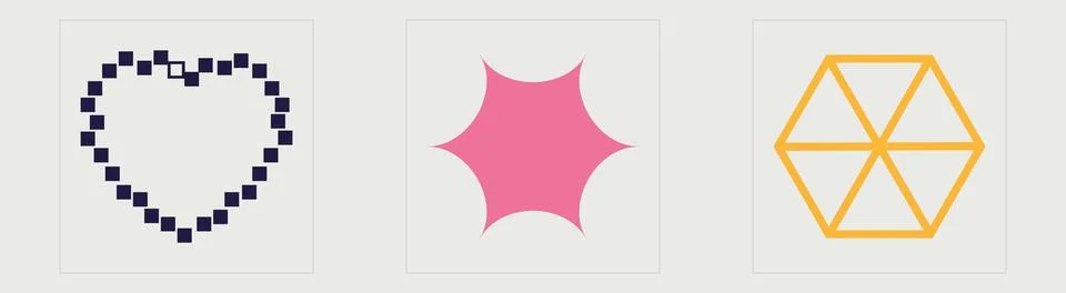 Vector Graphic Assets Set. Brutalism star and flower shapes. For modern T-shirts Stock-Illustration