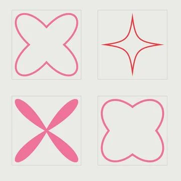 Vector Graphic Assets Set. Brutalism star and flower shapes. Modern abstract Stock Illustration