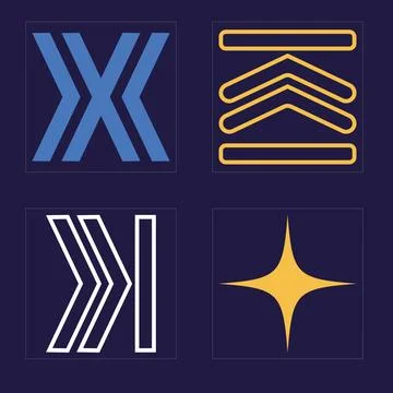 Vector Graphic Assets Set. Brutalism star and flower shapes. Cyberpunk elements. Stock Illustration