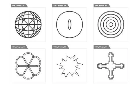 Vector Graphic Assets Set. Brutalism star and flower shapes. Elements for Stockillustratie
