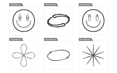 Vector Graphic Assets Set. Brutalism star and flower shapes. Elements for Stock Illustration