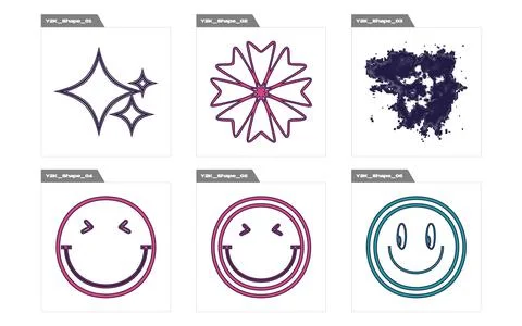 Vector Graphic Assets Set. Brutalism star and flower shapes. Flat minimalist Stock Illustration