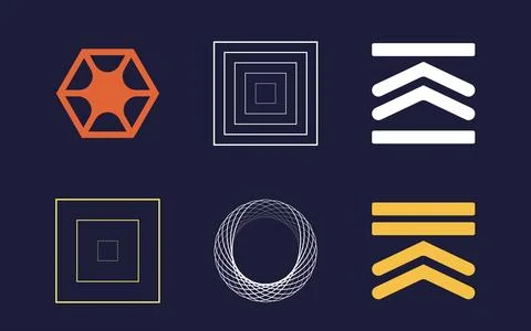 Vector Graphic Assets Set. Brutalism star and flower shapes. Cyberpunk elements. Illustrazione stock