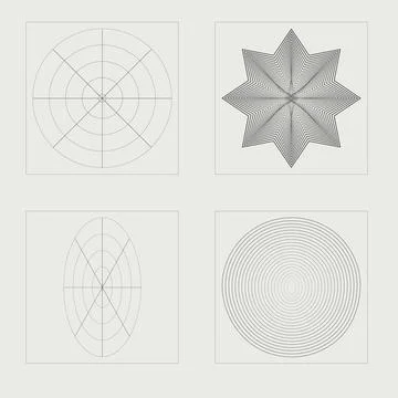 Vector Graphic Assets Set. Brutalism star and flower shapes. Templates for notes Illustrazione stock
