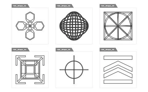 Vector Graphic Assets Set. Extraordinary Graphic Assets. Cyberpunk elements. Stock Illustration