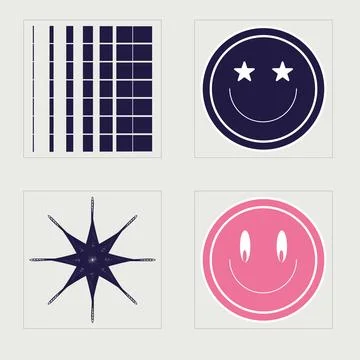 Vector Graphic Assets Set. Extraordinary Graphic Assets. Cyberpunk elements. Stock Illustration