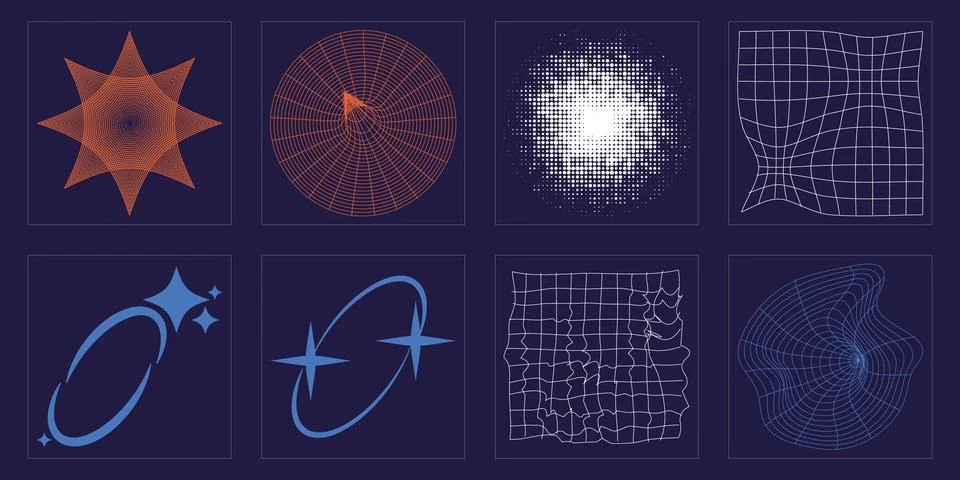 Vector Graphic Assets Set. Extraordinary Graphic Assets. Cyberpunk elements. Stockillustratie