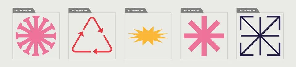 Vector Graphic Assets Set. Large set of retro objects for design. Objects in y2k イラスト素材