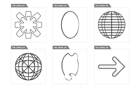 Vector Graphic Assets Set. Large set of retro objects for design. Objects in y2k Stock Illustration