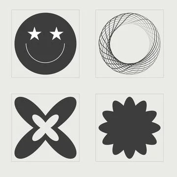 Vector Graphic Assets Set. Rave psychedelic retro futuristic set. Elements for 스톡 일러스트