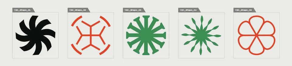 Vector Graphic Assets Set. Rave psychedelic retro futuristic set. Templates for Illustrazione stock