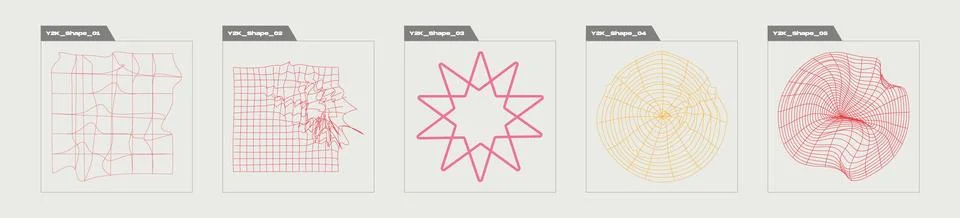 Vector Graphic Assets Set. Rave psychedelic retro futuristic set. For modern T Stock Illustration
