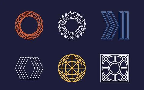 Vector Graphic Assets Set. Rave psychedelic retro futuristic set. Elements for Illustrazione stock