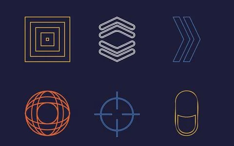 Vector Graphic Assets Set. Rave psychedelic retro futuristic set. Objects in y2k 스톡 일러스트