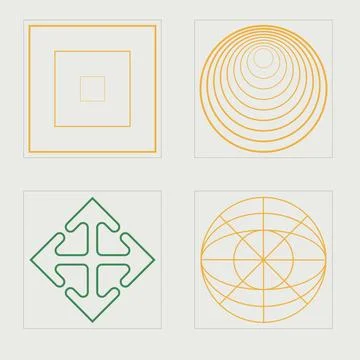 Vector Graphic Assets Set. Rave psychedelic retro futuristic set. Flat 스톡 일러스트