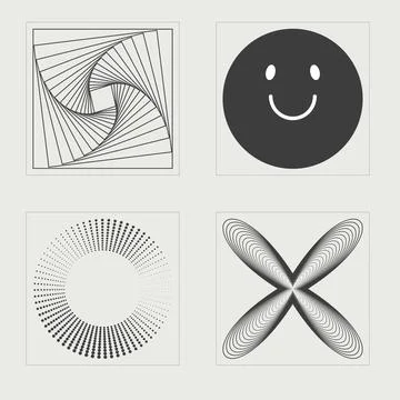 Vector Graphic Assets Set. Rave psychedelic retro futuristic set. For modern T Illustrazione stock