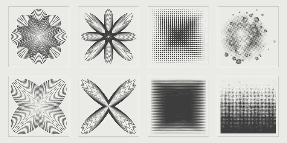 Vector Graphic Assets Set. Rave psychedelic retro futuristic set. Cyberpunk Stock Illustration