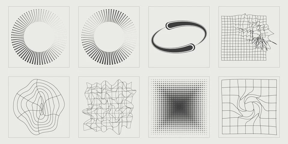 Vector Graphic Assets Set. Rave psychedelic retro futuristic set. Templates for Illustrazione stock
