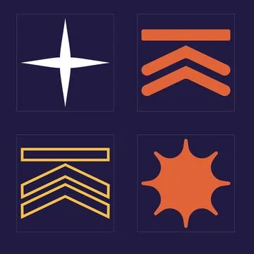 Vector Graphic Assets Set. Retro futuristic graphic ornaments. Elements for Illustrazione stock