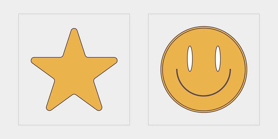 Vector Graphic Assets Set. Retro futuristic graphic ornaments. Objects in y2k 스톡 일러스트