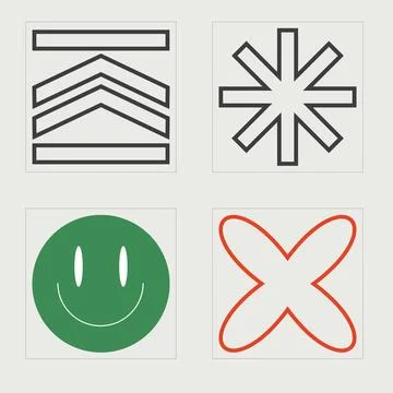 Vector Graphic Assets Set. Retro futuristic graphic ornaments. Cyberpunk Illustrazione stock